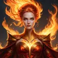 A stunning and regal illustration of Brand, the Burning Inferno, with a fiery aura and a commanding presence