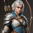 Ciri, the young princess, with a medieval-inspired outfit and a bow and arrow