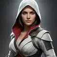 a graceful, agile female protagonist from the Assassin's Creed franchise, with striking features and a determined expression, in a cinematic, dramatic lighting