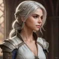 Ciri, the ashen-haired princess of Cintra, in a serene moment of contemplation. Soft, atmospheric lighting and a dreamlike quality.