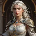 Ciri, the daughter of Emhyr var Emreis, in a regal and commanding pose, her imperial heritage shining through. Highly detailed, ornate, and majestic.