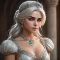 Ciri, the beauty, with a elegant gown and a tiara