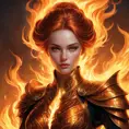 A stunning and regal illustration of Brand, the Burning Inferno, with a fiery aura and a commanding presence