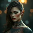 Matte portrait of Morgana with tattoos