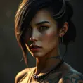 Matte portrait of Cassandra Cain with tattoos