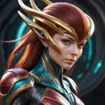 Alluring matte portrait of Star Craft's beautiful red haired Sarah Kerrigan alien Protoss