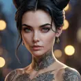 Matte portrait of Morgana with tattoos