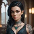 Matte portrait of Morgana with tattoos