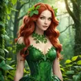 An beautiful red headed Poison Ivy in a magical green forest