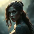 Matte portrait of Morgana with tattoos