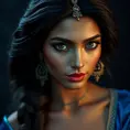 Matte portrait of the beautiful Princess Jasmine in dark blue