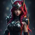 Alluring matte portrait of a beautiful Katarina from League of Legends in her battle suit