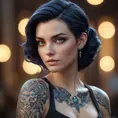 Matte portrait of Morgana with tattoos