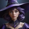 Matte portrait of a mysterious kiki the witch in purple