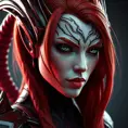 Alluring matte portrait of Star Craft's beautiful red haired Sarah Kerrigan alien Protoss