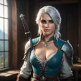 Alluring full body portrait of a beautiful Ciri in Witcher 3 style