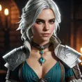 Alluring full body portrait of a beautiful Ciri in Witcher 3 style