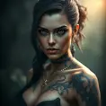 Matte portrait of Morgana with tattoos