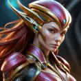 Alluring matte portrait of Star Craft's beautiful red haired Sarah Kerrigan alien Protoss