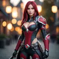 Alluring matte portrait of a beautiful Katarina from League of Legends in her battle suit