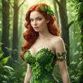 An beautiful red headed Poison Ivy in a magical green forest