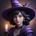 Matte portrait of a mysterious kiki the witch in purple