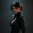 Alluring matte portrait of the beautiful Cassandra Cain in black leather