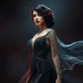 A seductive, 1920s-inspired vampire siren with a crimson lip and a flowing, beaded gown that shimmers like the stars in a midnight sky.