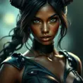 Alluring matte portrait of the beautiful Nidalee in black leather