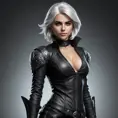 Alluring matte portrait of the beautiful Ciri in black leather