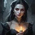 A haunting, ghostly vampire spirit with eyes that burn like candles in the dark and skin that seems to fade away like a mist in the morning light.