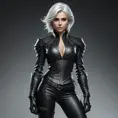 Alluring matte portrait of the beautiful Ciri in black leather