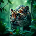 Panther in a green magical forest