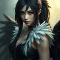 Alluring matte portrait of a beautiful Tifa Lockhart wearing feathers