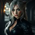 Alluring matte portrait of the beautiful Ciri in black leather