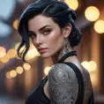 Matte portrait of Morgana with tattoos