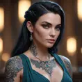 Matte portrait of Morgana with tattoos