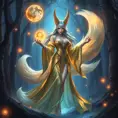 Ahri, the enchanting fox mage, with her tails flowing like silk behind her, dressed in a revealing, shimmering robe that seems to be made of liquid gold, standing in a magical, bioluminescent forest, with glowing orbs of energy floating around her.