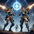 Game characters from Apex Legends fighting