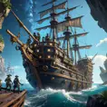 Game characters from Apex Legends fighting on a Pirate Ship