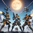 Game characters from Apex Legends fighting