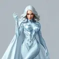 Emma Frost in diamond form, faceted skin sparkling, cold beauty, powerful stance, minimalist background, sharp lines, art deco inspiration, elegant