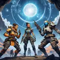 Game characters from Apex Legends fighting