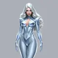 Emma Frost in diamond form, faceted skin sparkling, cold beauty, powerful stance, minimalist background, sharp lines, art deco inspiration, elegant