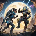 Game characters from Apex Legends fighting