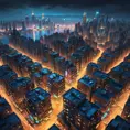 A sprawling shantytown built precariously on the edges of a towering, neon-drenched megacity, the chasm between rich and poor starkly illuminated by flickering streetlights and the glow of advanced technology, digital art