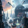 A breathtaking panoramic vista of a colossal, self-sufficient, cylindrical space metropolis, bathed in the ethereal glow of a nearby nebula, with intricate, bioluminescent, architectural marvels, bustling spaceports, and a network of shimmering, interconnecting transit tubes.