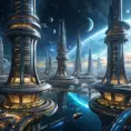 A breathtaking panoramic vista of a colossal, self-sufficient, cylindrical space metropolis, bathed in the ethereal glow of a nearby nebula, with intricate, bioluminescent, architectural marvels, bustling spaceports, and a network of shimmering, interconnecting transit tubes.