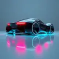 futuristic car with huge wheels and modernized taillights