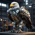 Robotic eagle, wires and gears